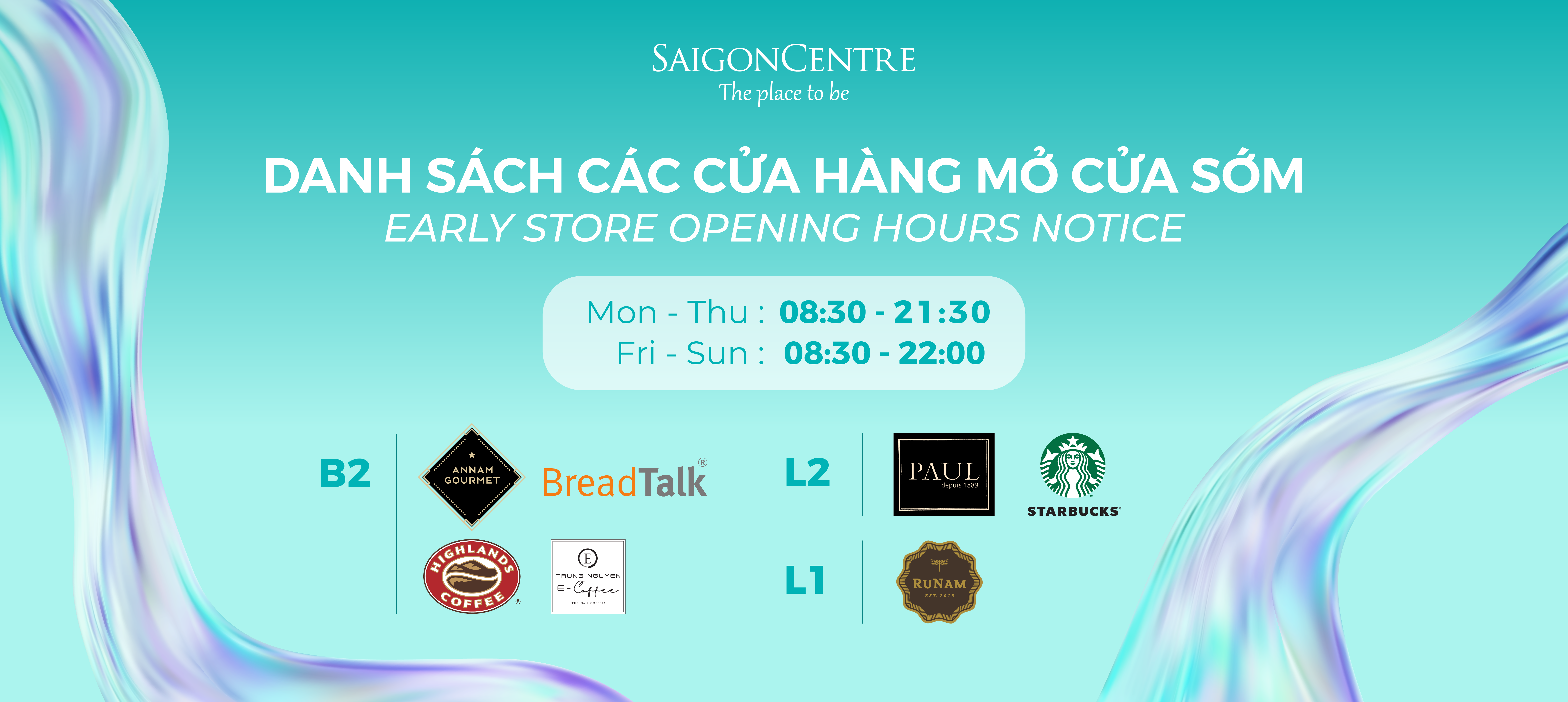 EARLY OPENING NOTICE FROM 18/08/2025