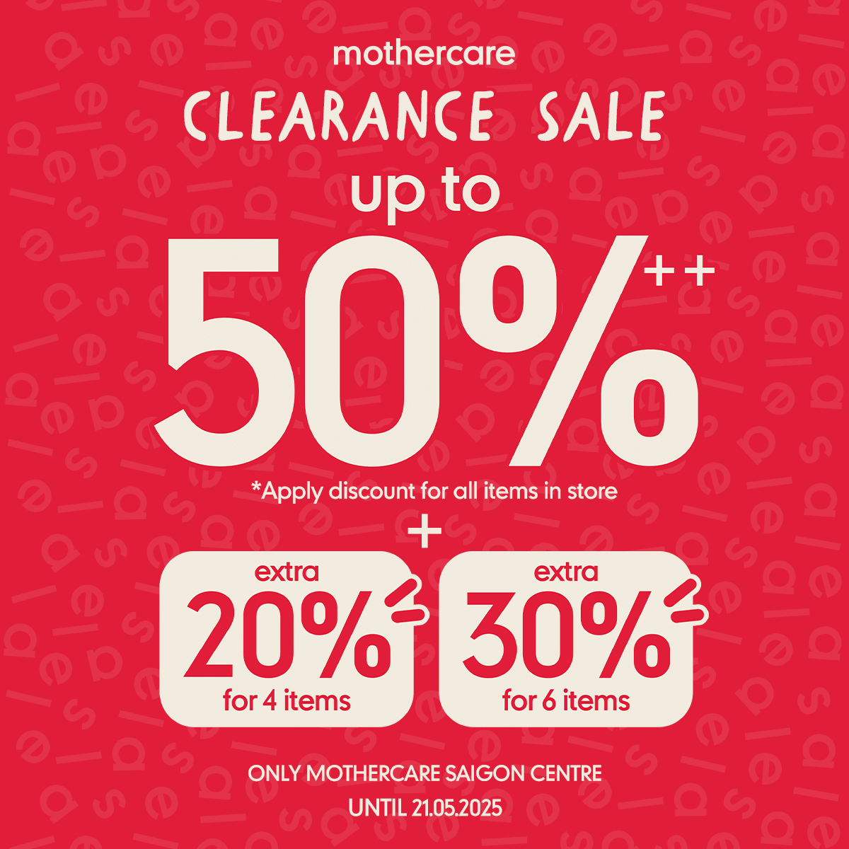 MOTHERCARE - CLEARANCE SALE - LAST CHANCE TO BUY