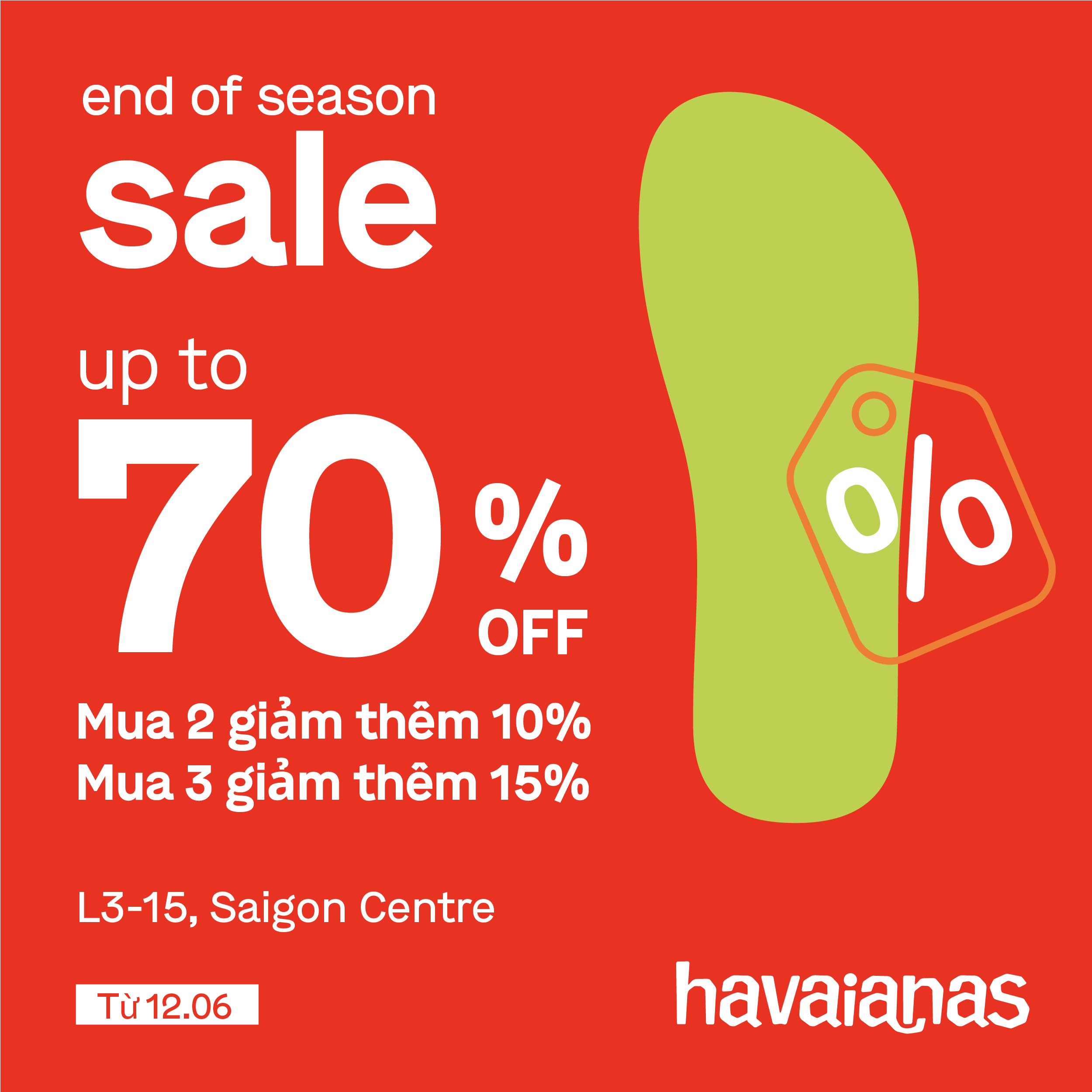 HAVAIANAS SALE UP TO 70% - GIÁ CHỈ TỪ 1XX