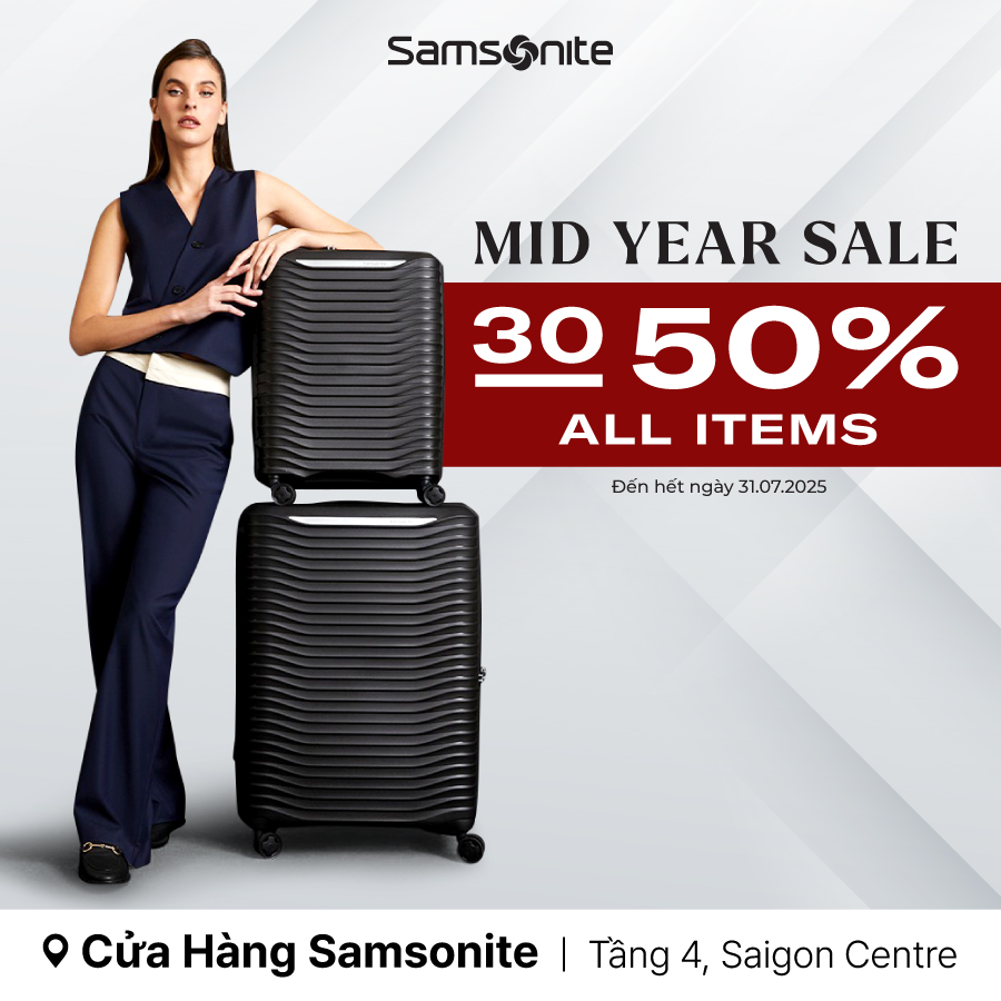 SAMSONITE MID-YEAR SALE - UP TO 50% ALL ITEMS