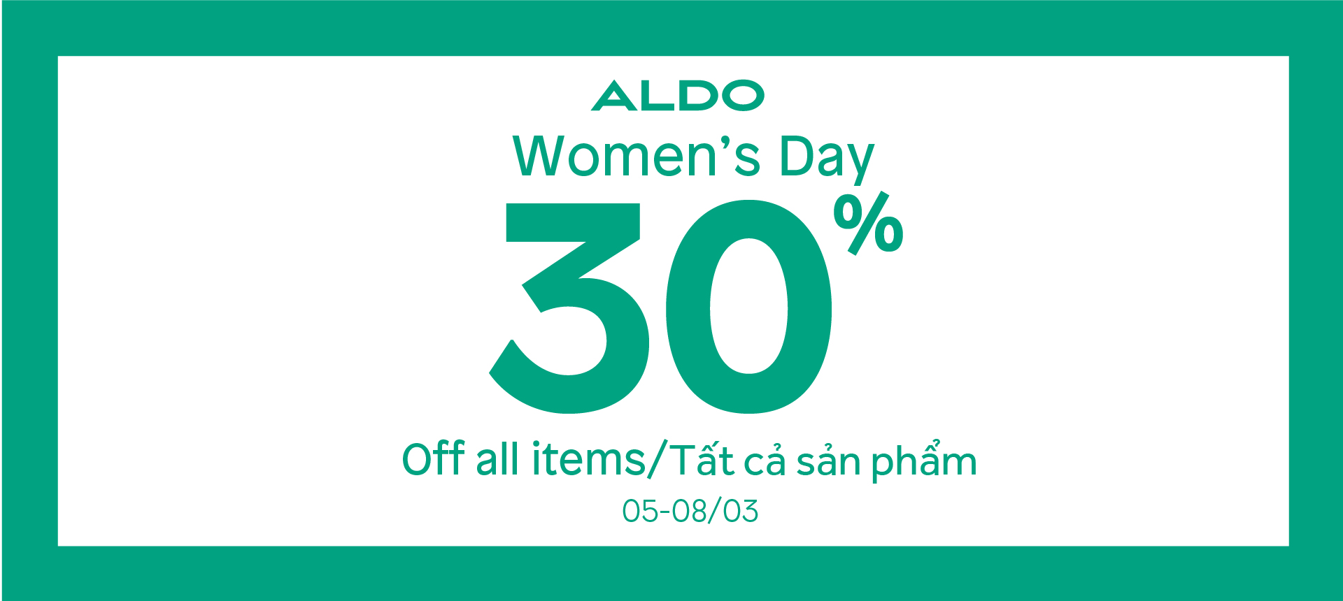 ƯU ĐÃI 08/03 TỪ ALDO